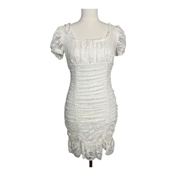 Womens Coquette Cottagecore Dress Girly Romantic B. Darlin 3 / 4 White Lace - Picture 2 of 11